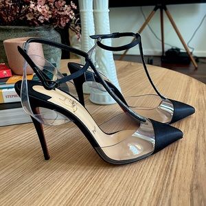 Christian Louboutin Nosy Strass Satin Crystal Strap Heels 39